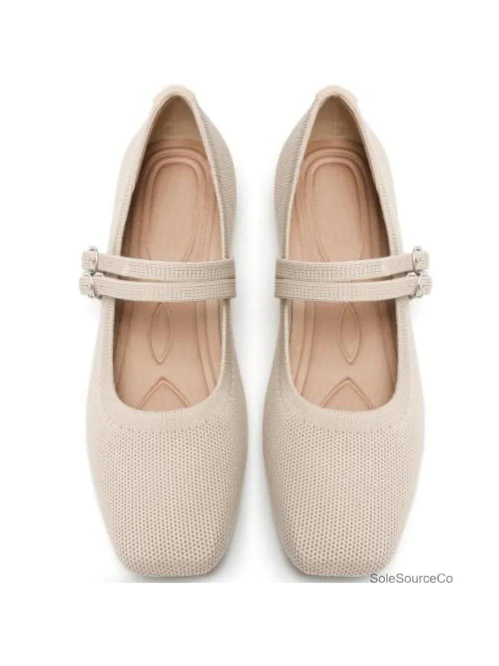 Womens Woven Knit Ballet Flats Foldable Mary Jane Shoes Slip On Travel